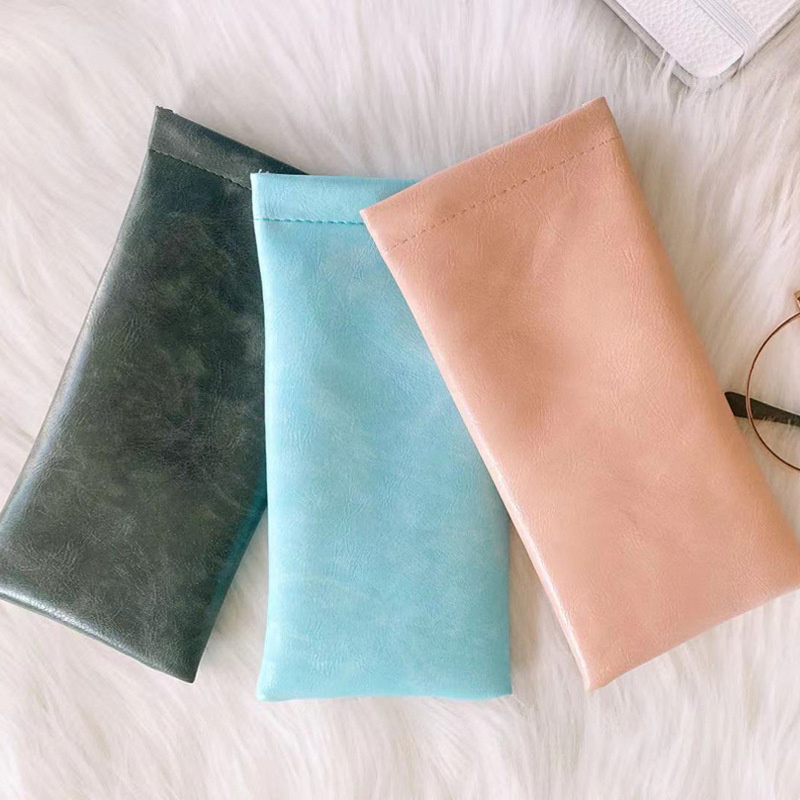 Leather Portable Sunglasses Pouch Anti-Scratch Eyeglass Slim Extra Large Sleeve Bag