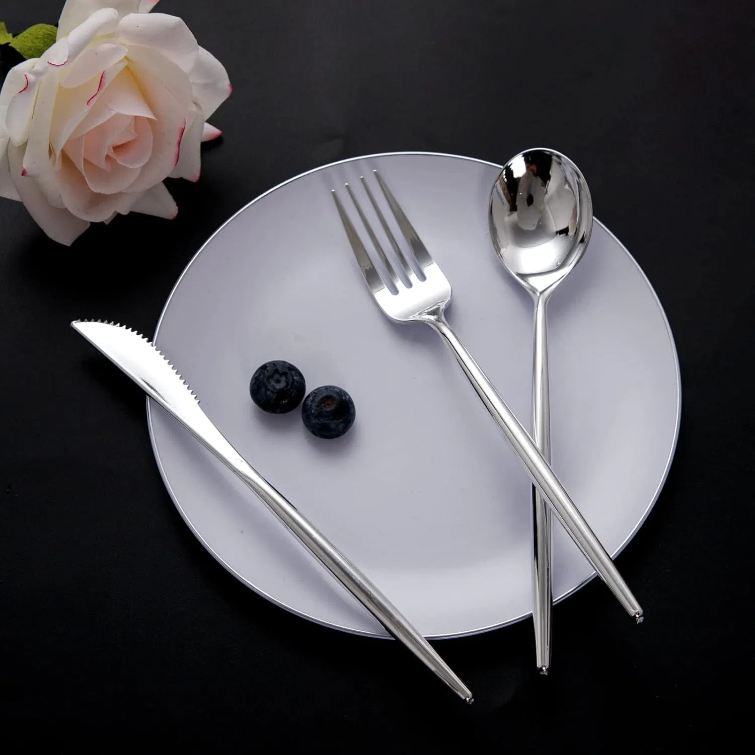 Premium Heavy Duty Silver Plastic Cutlery Set for Events