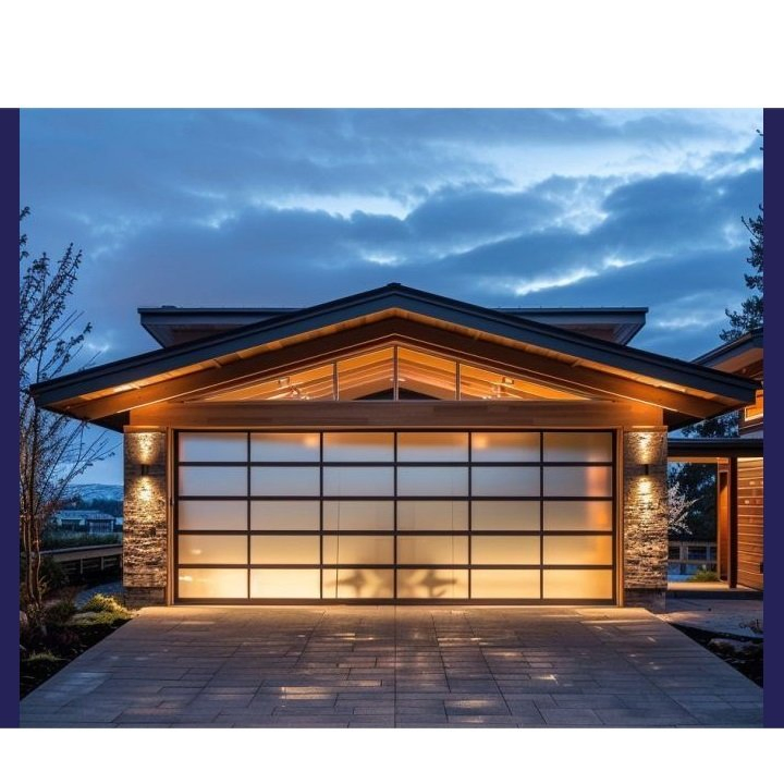 Elegant Transparent Garage Door with Flexible Power Supply Options