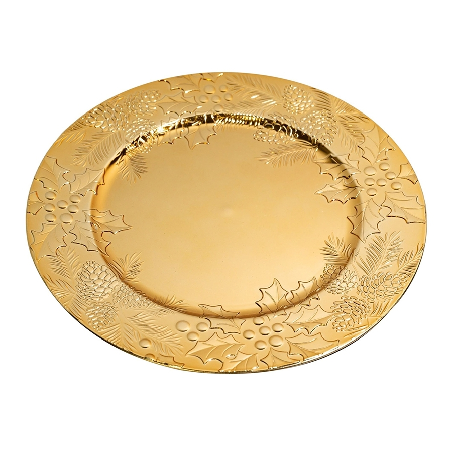 Excellent Display Gold Color PP Material Plastic Disposable Non-Slip Charger Plate