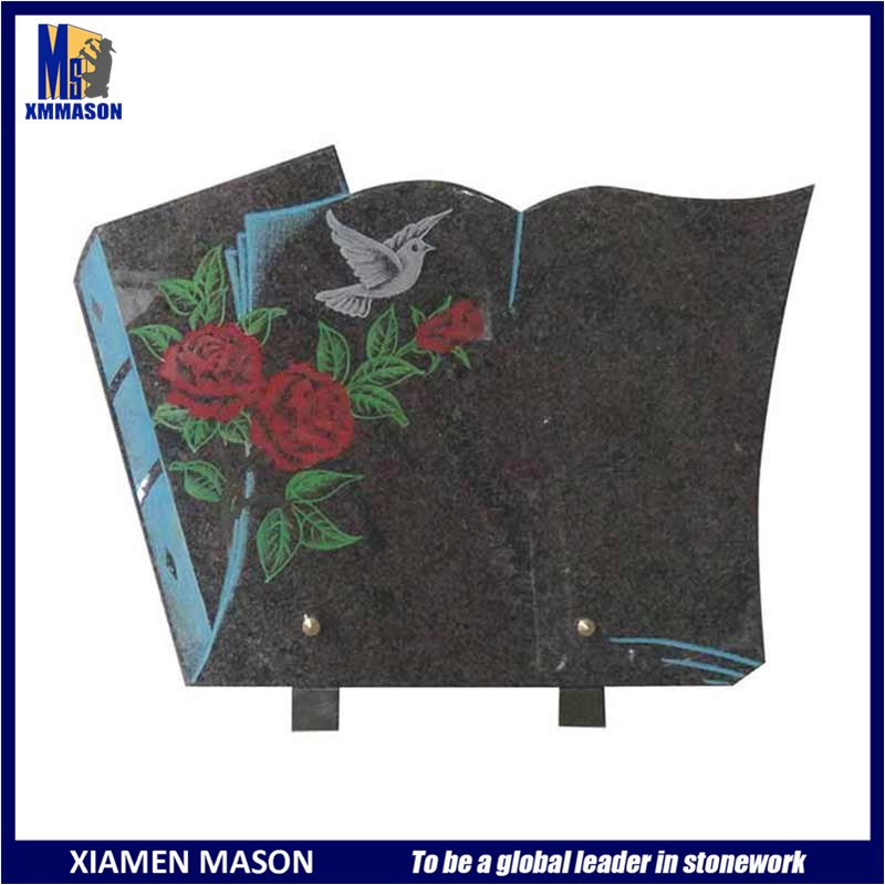 Wholesale Colorized Countryside Scenery Pattern Granite Cemetery Plaque
