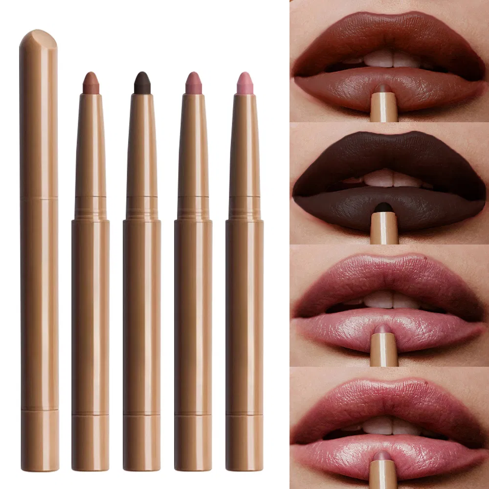 Private Label Mineral Peptide Lip Shape Multi-Color Waterproof Lip Liner Pencil Custom Creamy Brown Lip Liner
