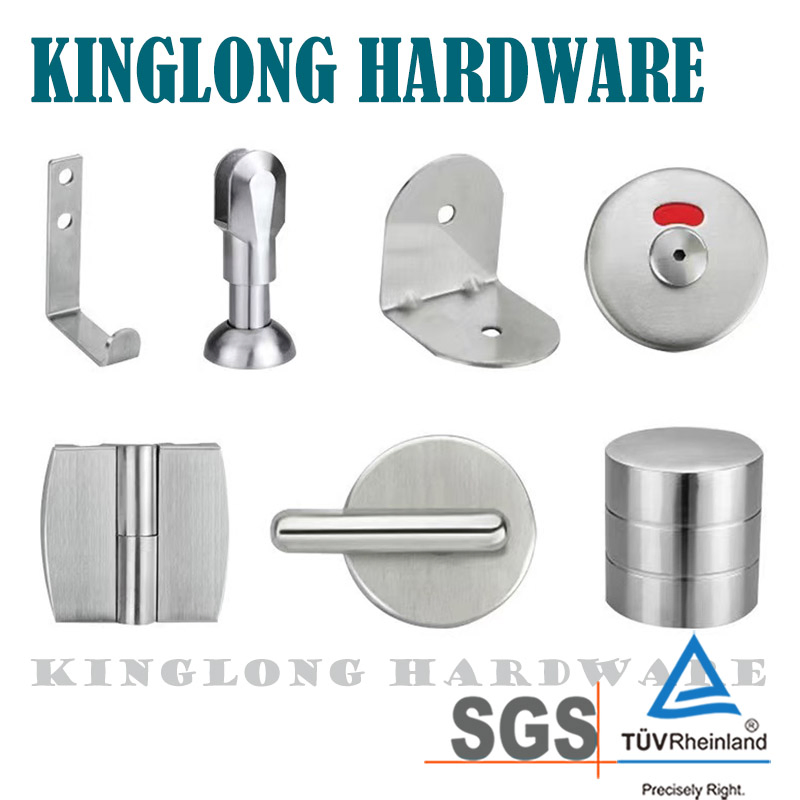 Stainless Steel 304/201 Bathroom Hardware Fitting Accessories Sanitary Ware Shower Partition Public Toilet Cubicle Set
