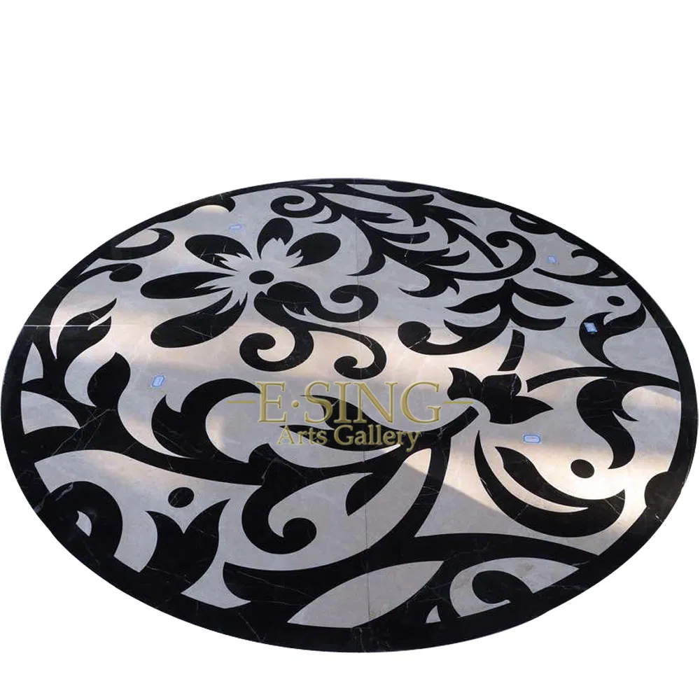 Мраморный медальон для пола 120 см, водная резка