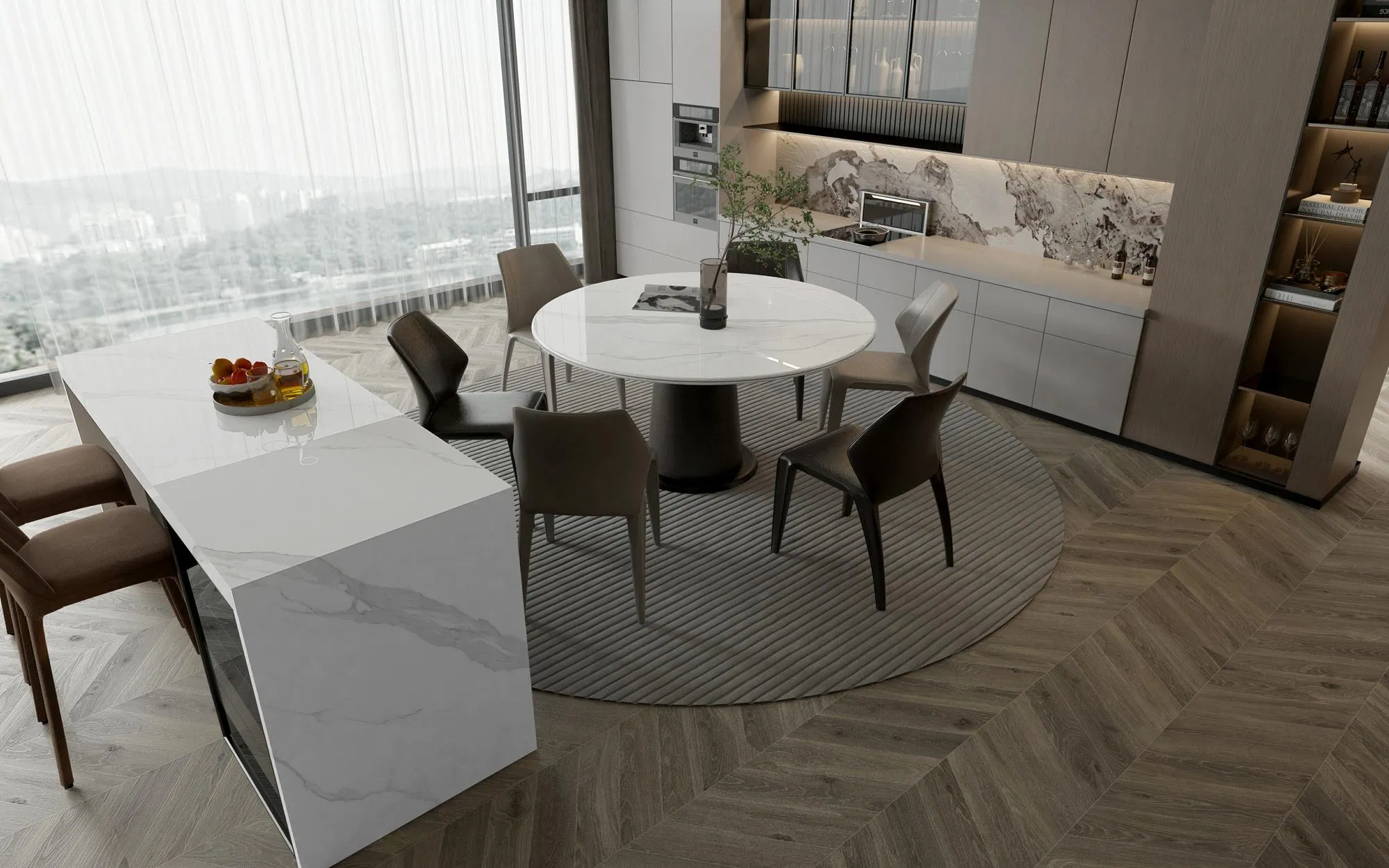 Customization Luxury 12mm High White Marble Villa Porcelain Floor Wall Sintered Slab