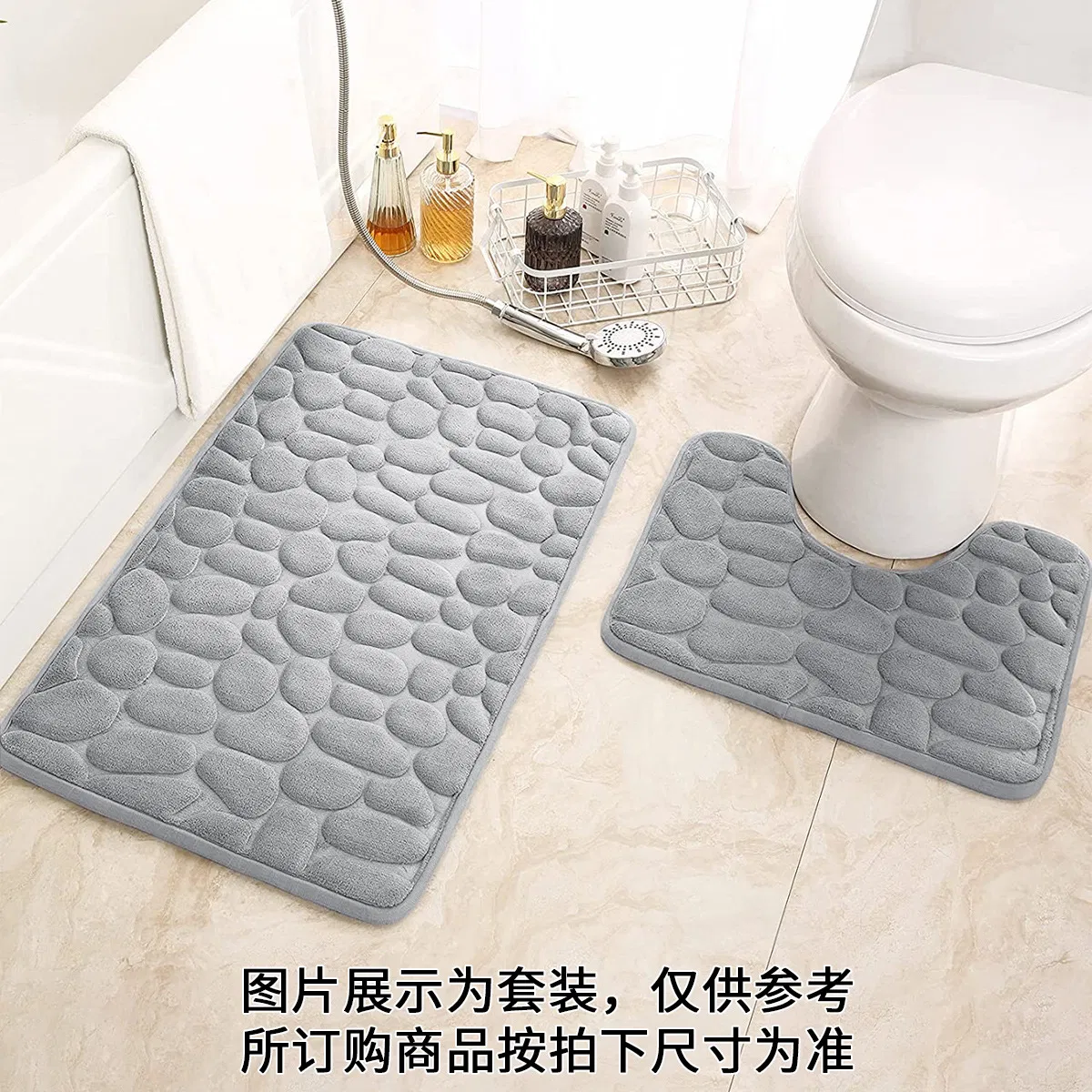 Hot Sale Pebble Stone Bath Mat Non Slip Soft and Water Absorbent Mat for Bathroom Washable Memory Foam Rug