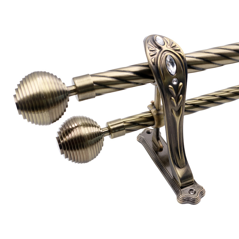 Side Mounted Bracket Fixing Curtain Rail 28+22mm Round Ball Head Roman Rod