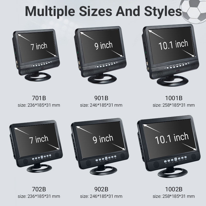 Football Wolrd Cup 7 9 10.1 Inch Built in Battery ISDB-T DVB-T2 ATSC Digital Mini Pocket Television Portable TV