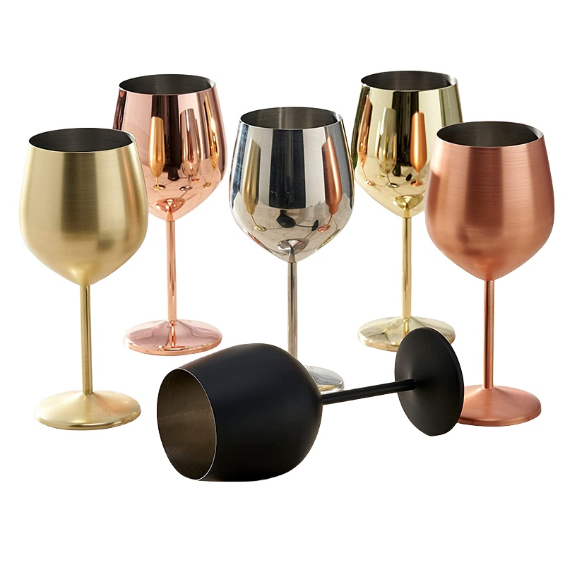Gold Stainless Steel Stem Cups Red Stemmed Wine Glass Champagne Goblet Cup Drinking Cup