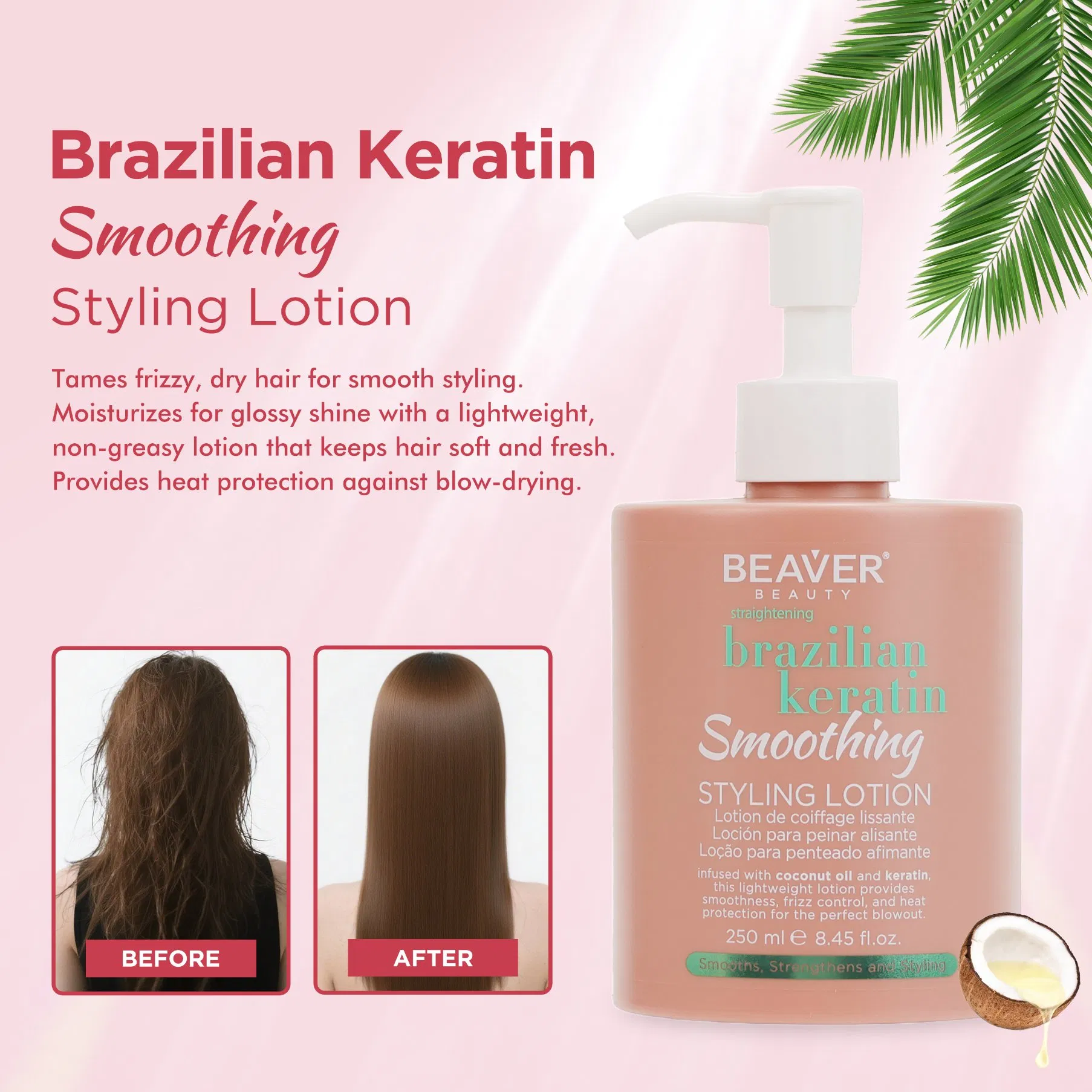 Beaver Private Label Keratin Hair Cream Styling Lotion Repairing Dry Hair Products