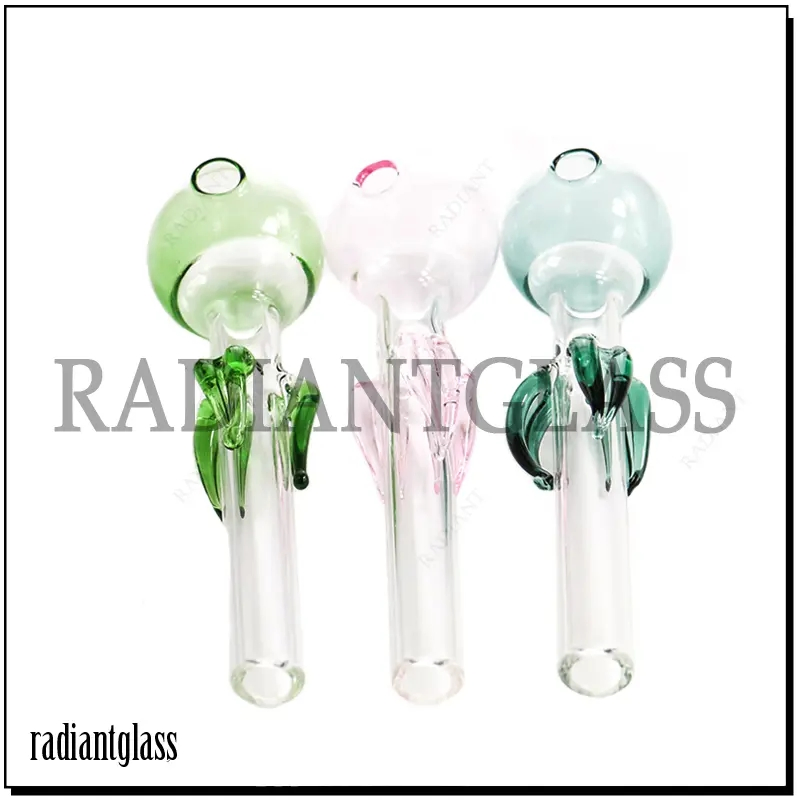 Flower Petal Colorful Glass Oil Burner Pipe