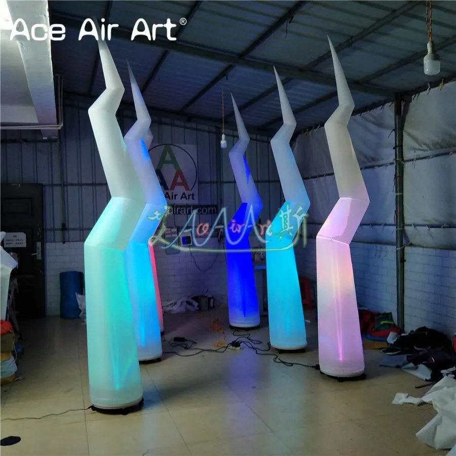 6 PCS/Lot 3mh Beautiful Inflatable Flash Lighting Bolt Inflatable Flash Pillars for Stage Party Decorations