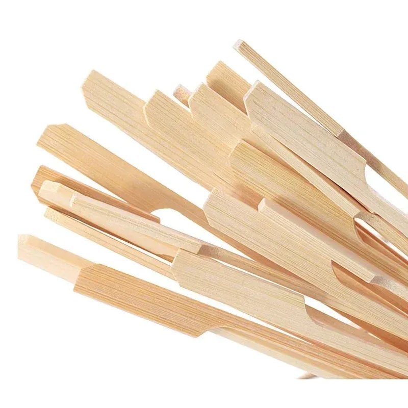 Custom Size Logo Flat BBQ Bamboo Gun Skewer Sticks Teppo Skewer Sizes 9/10/12/15/18/25/30 Cm