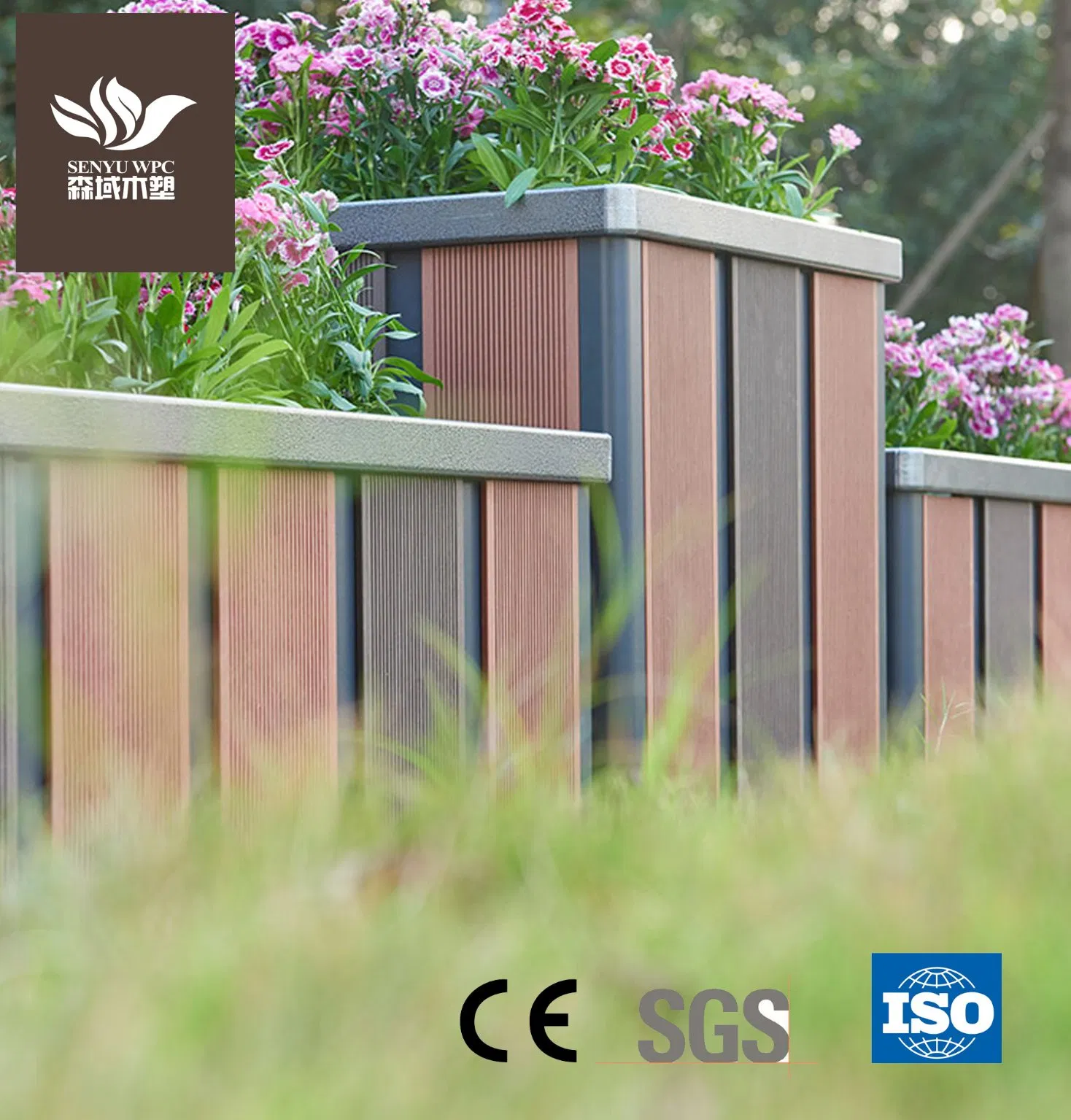 Outdoor Park Garden Flower Pot with WPC Decking Aluminium Alloy