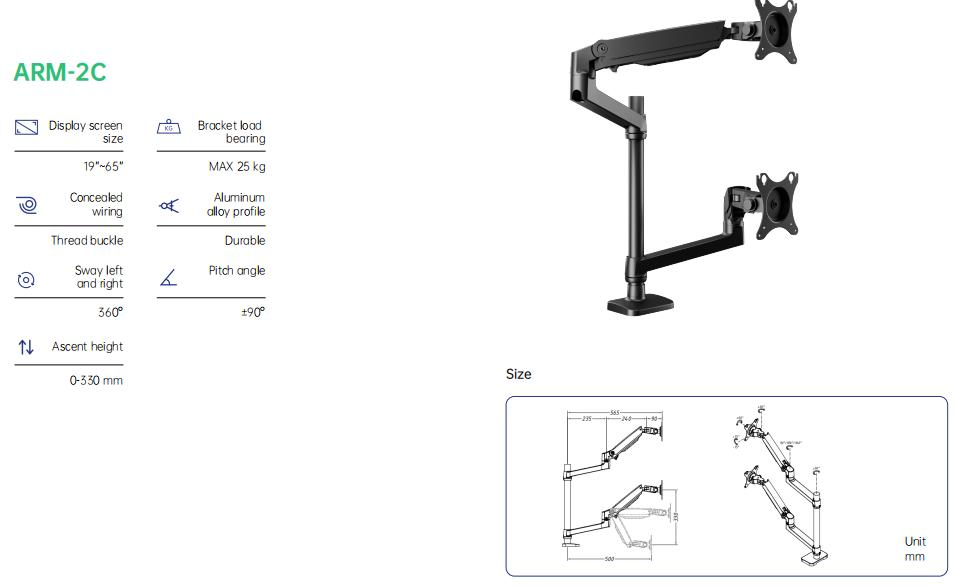 Adjustable Monitor Stand Desktop Mount Multi-Screen Monitor Premium Spring-Assisted Monitor Arm Stand