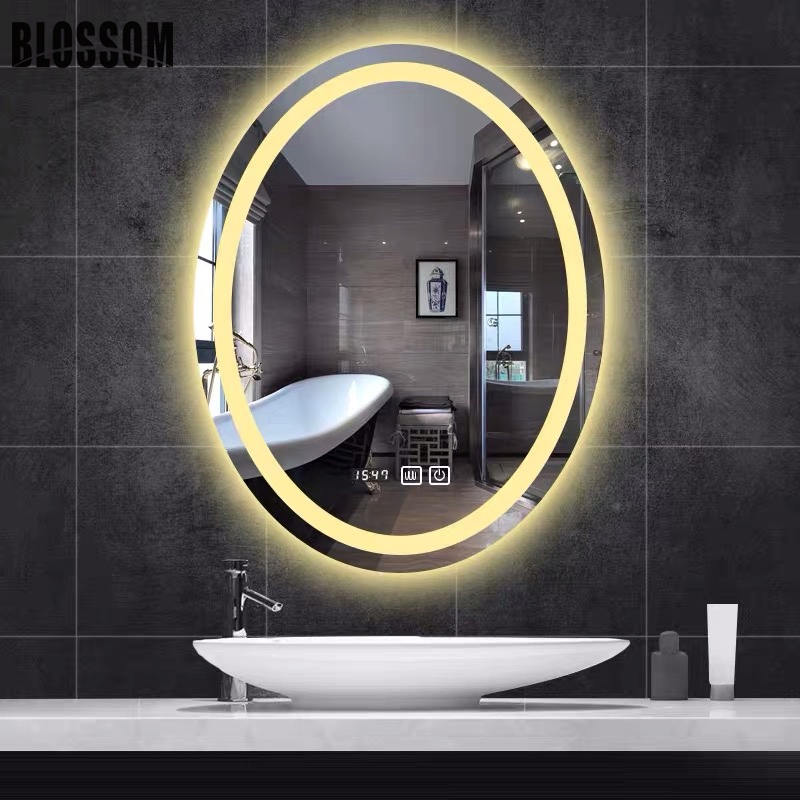Oval Shape Bath Vanity LED Light Makeup Mirror with Touch Sensor