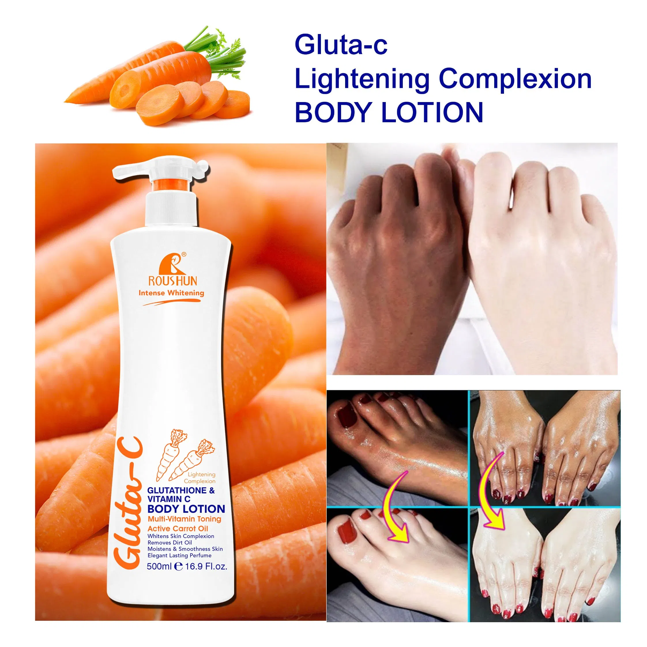 Carrot Body Lotion Skin Hydration Whitening Customize Roushun 500ml