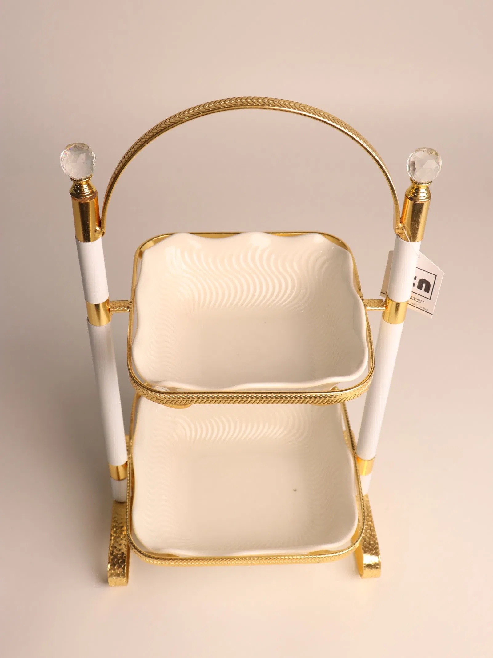 New High-End Ceramic Double-Layer Square Fruit Tray