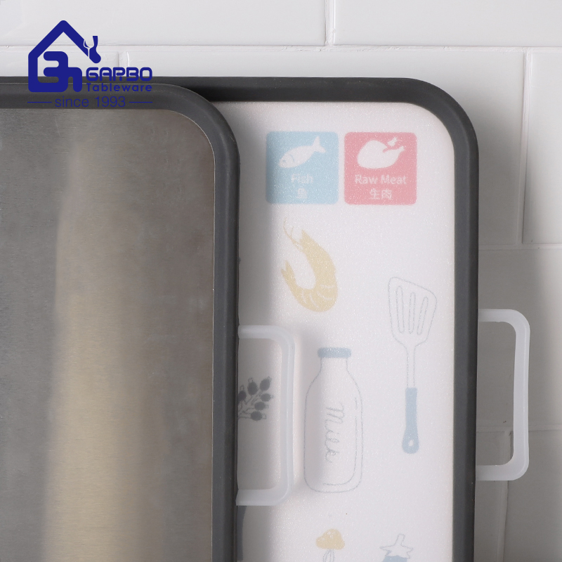 Stainless Steel Cutting Board for Kitchen PP TPR Metal Material Chopping Board with Pretty Designs Knife Holder Sharpener Kitchenware