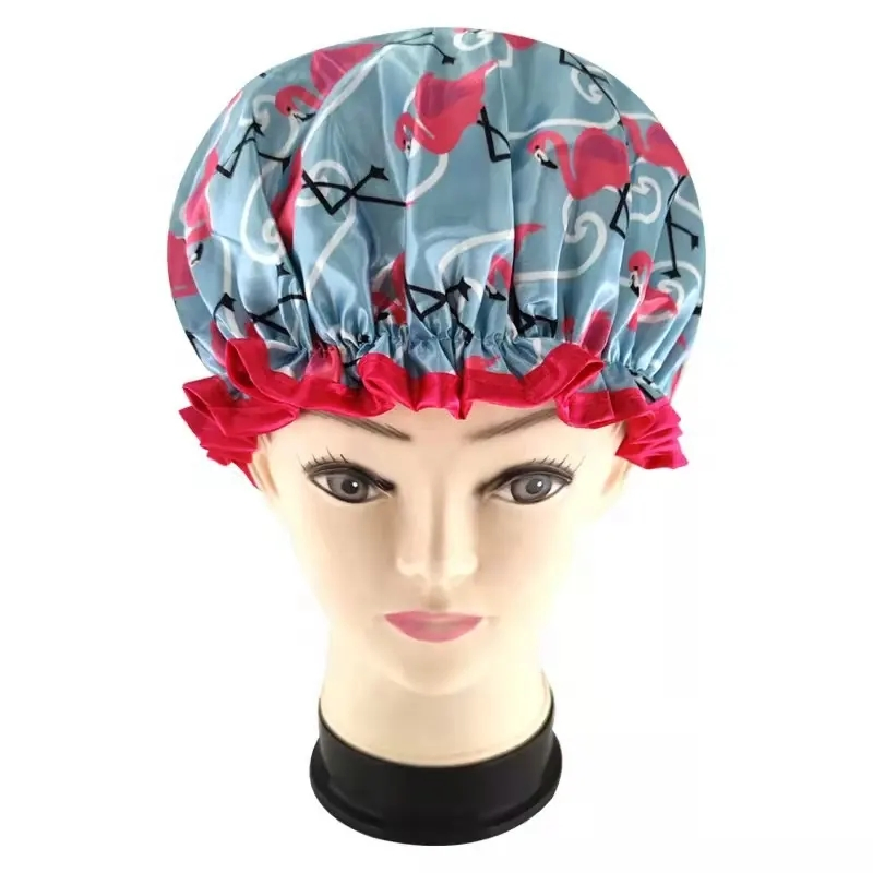 Quiet Girl High Quality Printed Flamingo Shower Caps