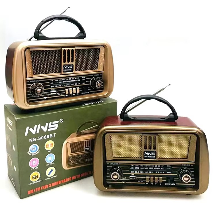 Ретро радио NS-8068BT с Bluetooth, деревянный корпус