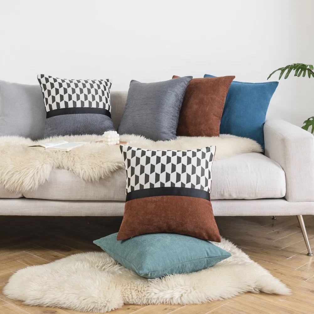 Pillow Covers 18X18 Inch Set of 2 Chenille Cushion Covers with Solid Soft and Luxurious Decorative Throw Pillows for Couch, Bed, and Home Decor