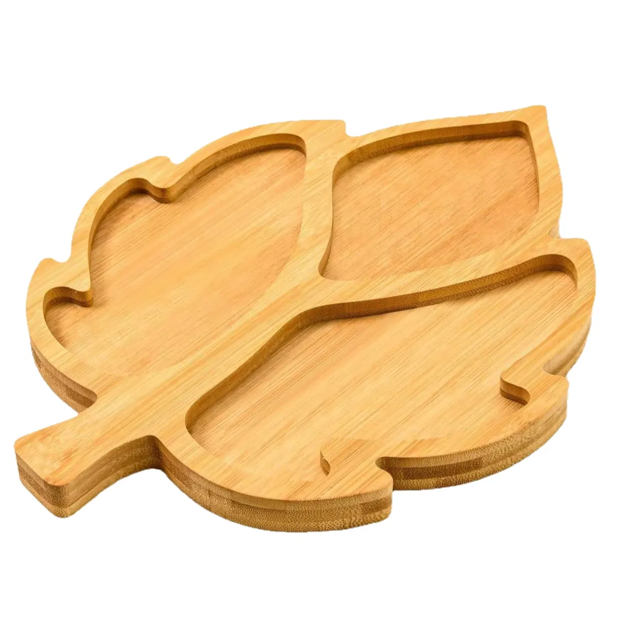 Eco-Friendly Round Bamboo Wood Serving Tray for Fruit Snack Dining Table