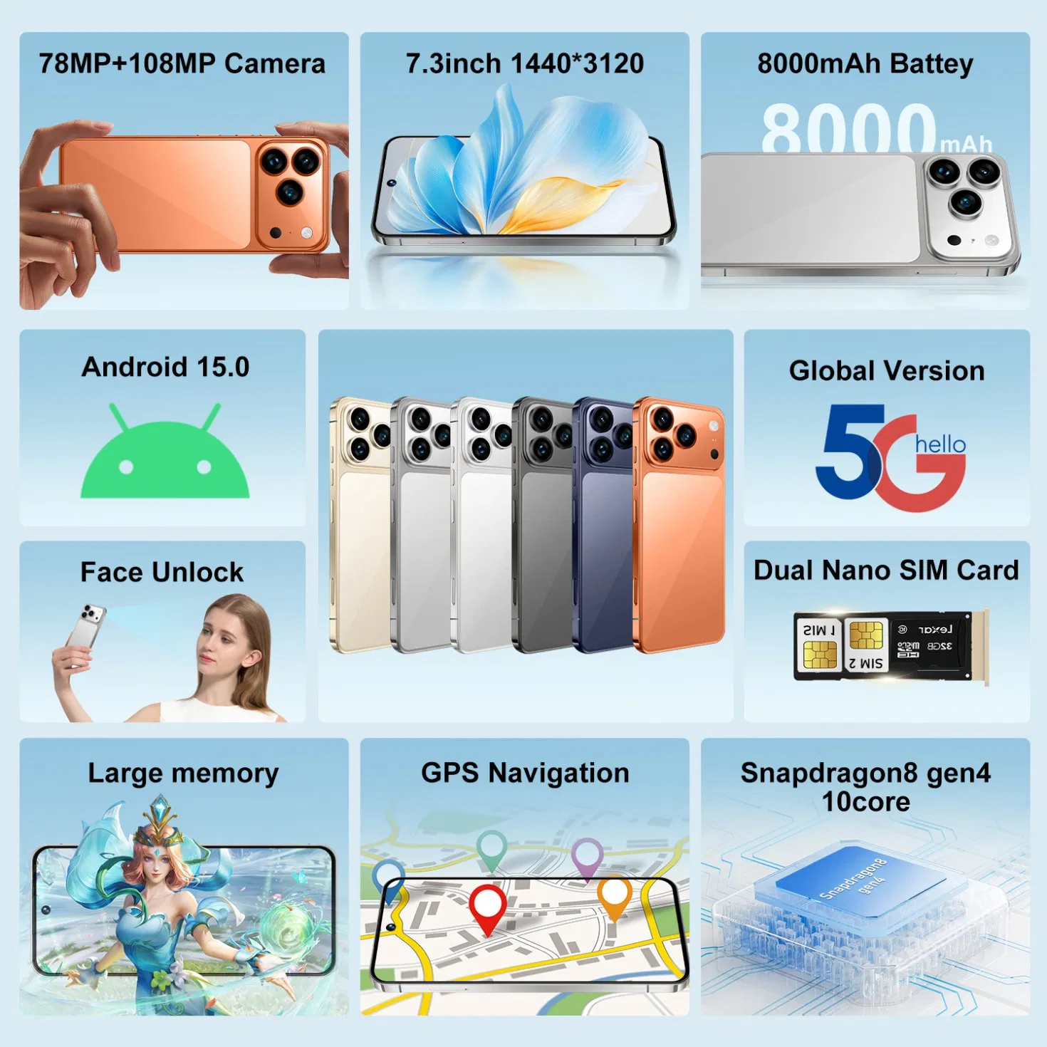 Смартфон I17 PRO Max 12/256GB, 72MP, 6.9", 5G