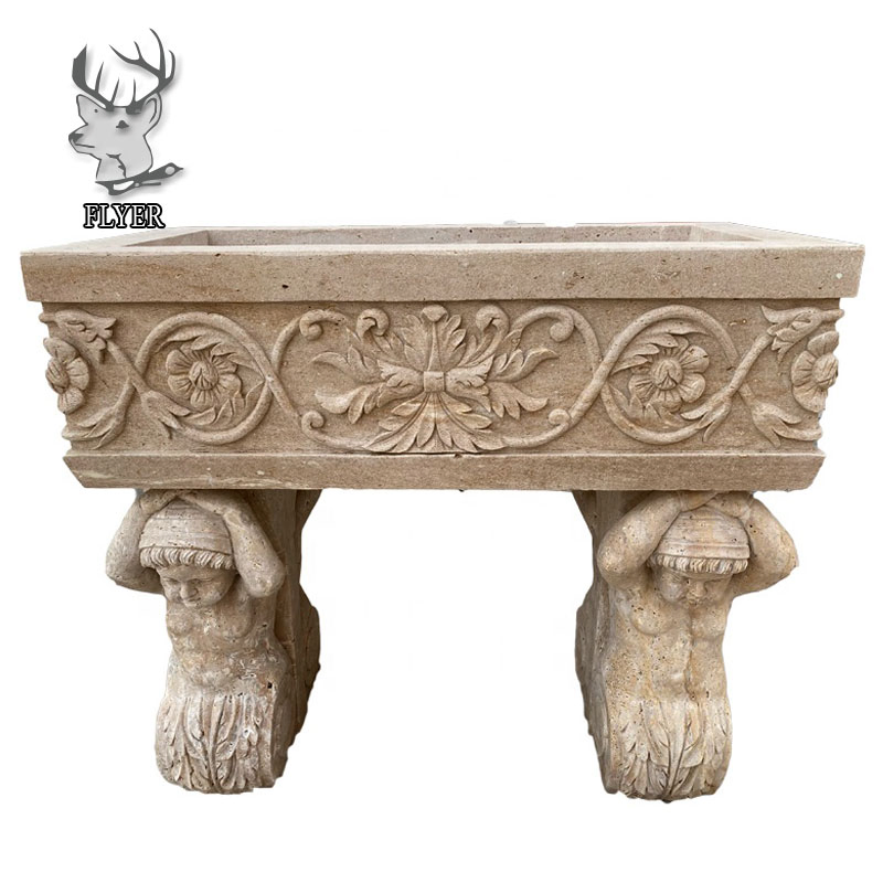 Wholesale Garden Planter Classic Hand Carve Marble Flowerpot Cherub Little Angel Statue