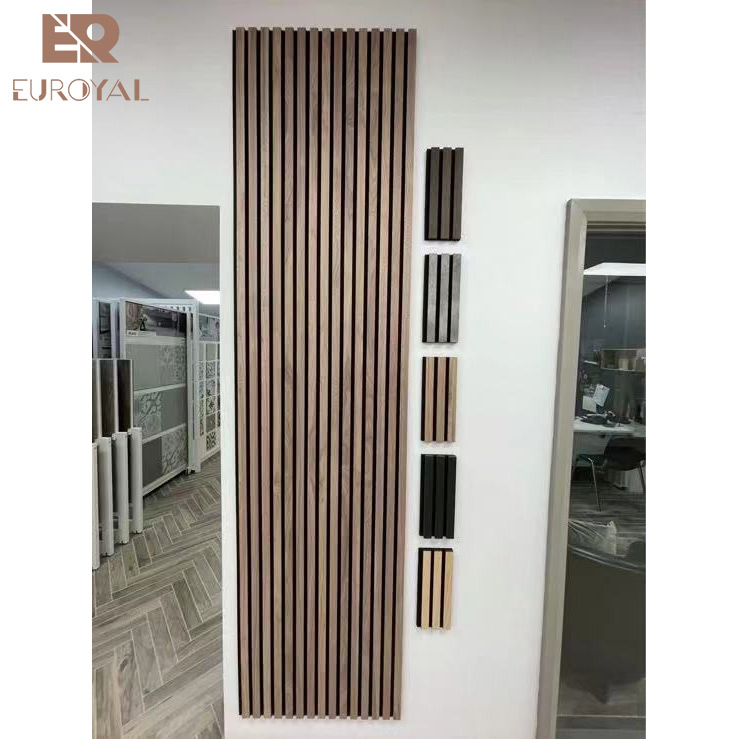 3D Exhibition Soundproofing Wooden Slats Wall Covering MDF Wood Veneer Pet Acoustic Panel