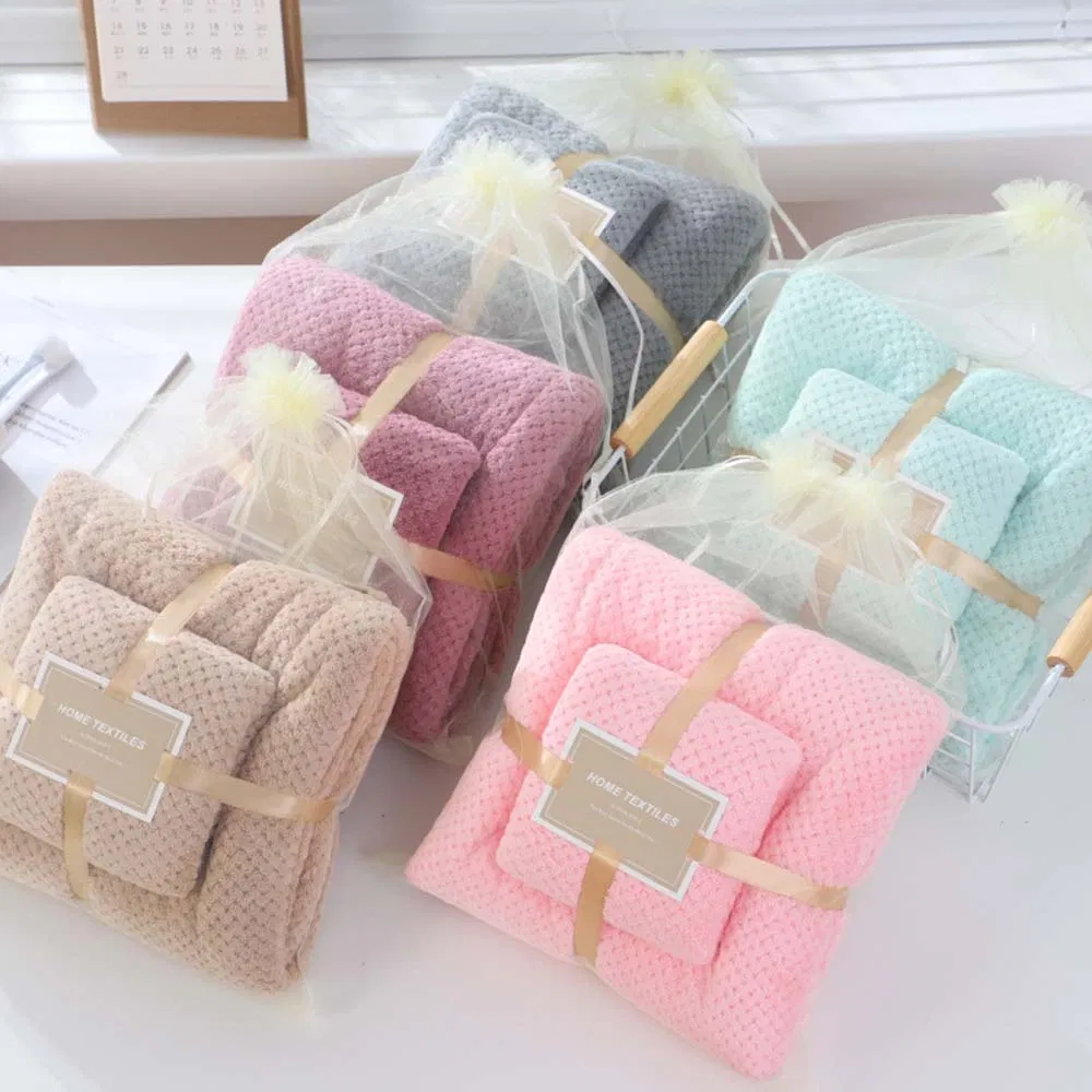 Best Selling Soft Microfiber Face/Hair/Bath Plush Towel in Pink/Green/Blue/Gray/Purple/White Made of Coral Fleece for Male/Female/Child in Hotel/Guesthouses