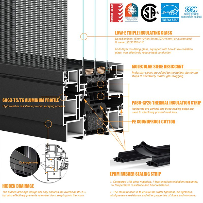 Australia Standard Aluminium Sliding Glass Doors Weatherproof Bushfire Rated Windows Energy Saving for Coastal House Projects