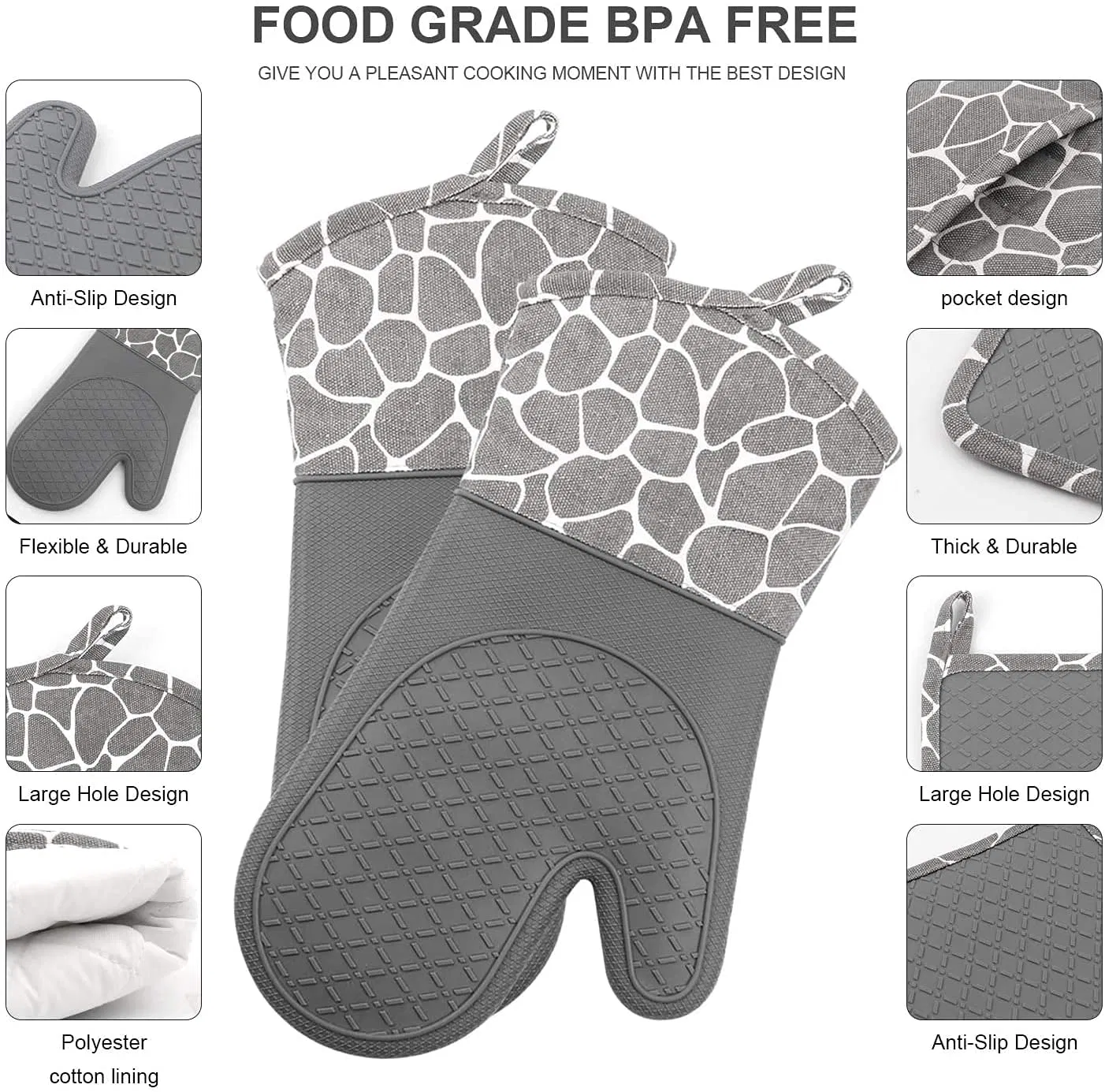 Heat Insulation Cotton Baking Household Non-Slip Oven Glove Set