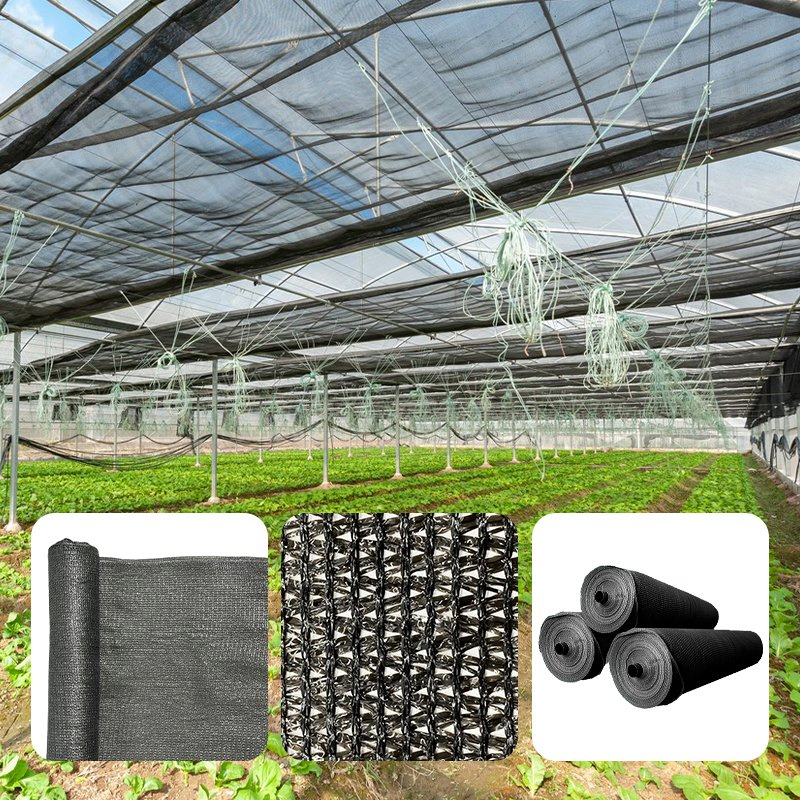 Knitted UV-Resistant Polyethylene Agricultural Seedling Greenhouse Garden Covering Net, with 70% Shading Rate, Black Shade Net.