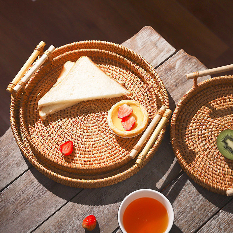 Custom Hotel Logo & Packaging Rattan Fruit Bowl Round Small Large