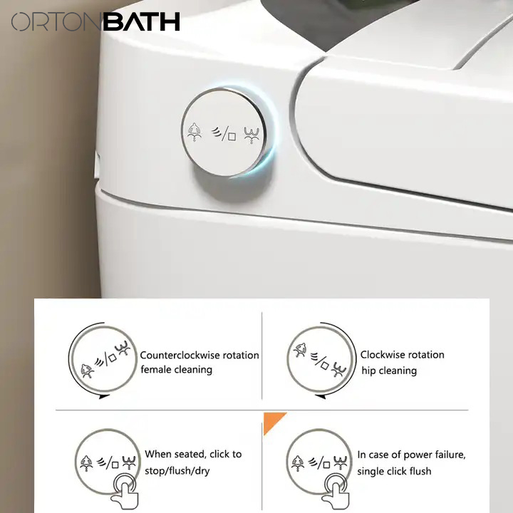 Ortonbaths Modern Toilet Auto Flush Remote Control Toilet Inodoro De Taza Bidet Combo with Bidet P Trap Intelligent Warm Seat Smart Toilet