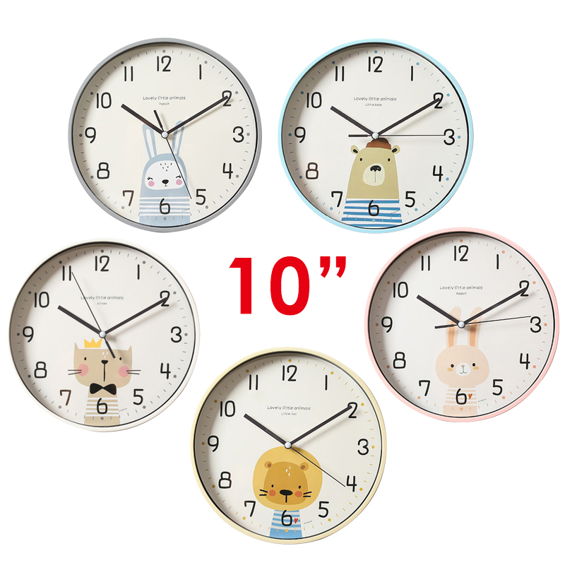Foska 10 Inch Metal Cartoon Antique Quartz Wall Clock for Home School