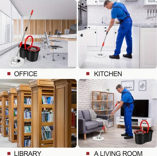 Mop Bucket Set, Spin Mop and Bucket and Wringer Set, Bathroom Mop Bucket, 360° Spin Mop Bucket System