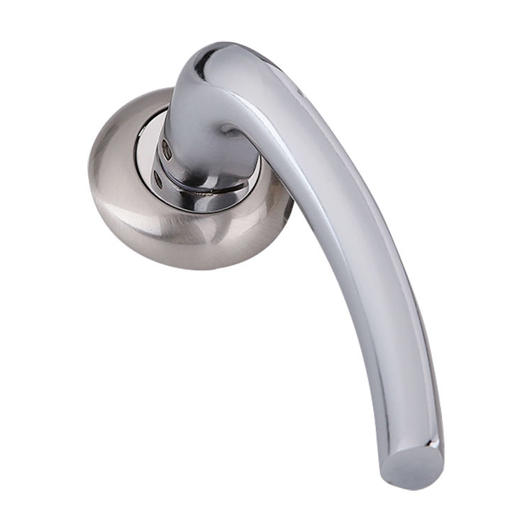 Silver White Round Rosette Zinc Alloy Hardware Pull Bathroom Door Handle