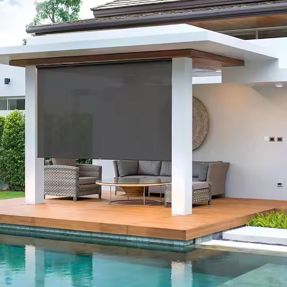 Custom Colors Aluminum Frame Windows Dustproof Zip Screen Suppliers Glass Fiber Fabric Pergola Windproof Zip Screen