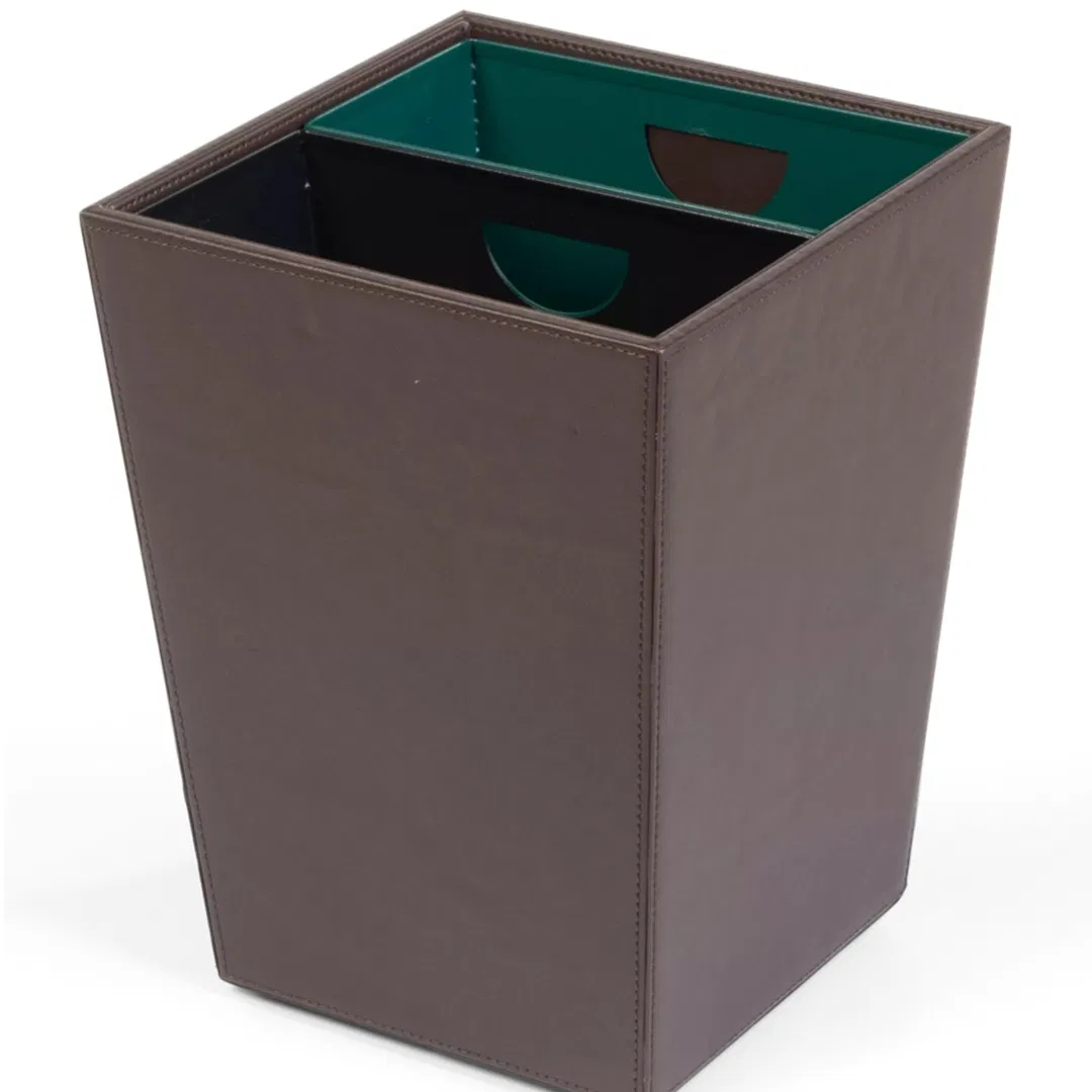 Hotel Supplies of Square Waste Bin Made of Sustainable Vegan Pineapple Leather
