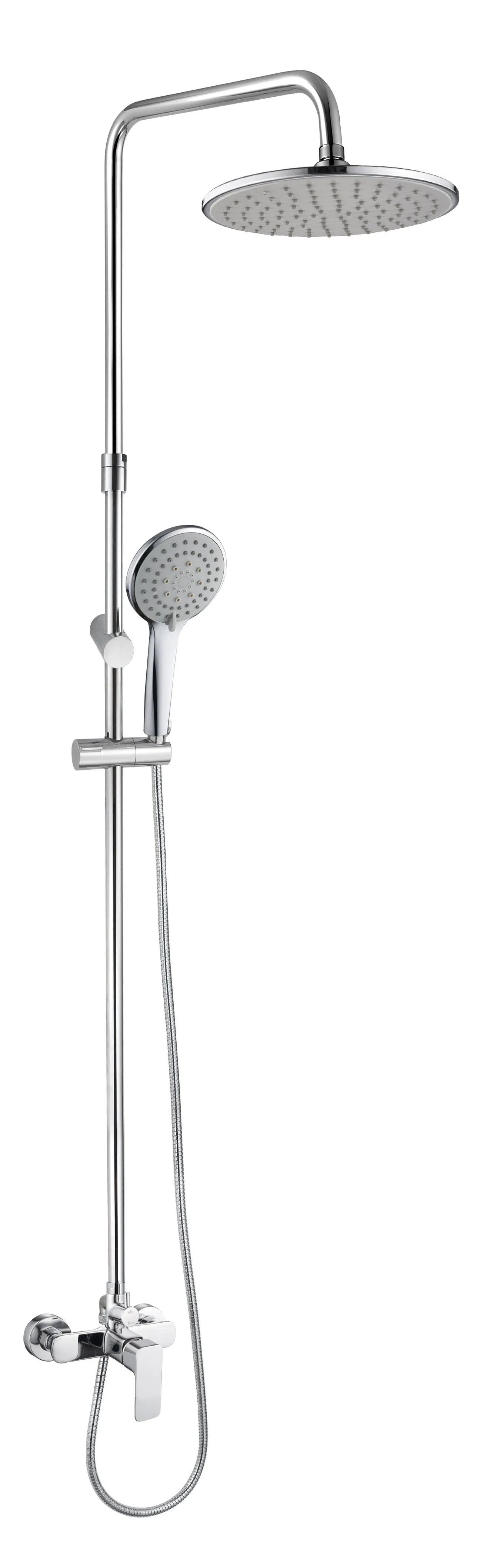 3-Way Single Handle Brass Shower Bar Sanitary Ware Ceramic Shower Head Rainfall Shower System Set Shower Column Rain Shower