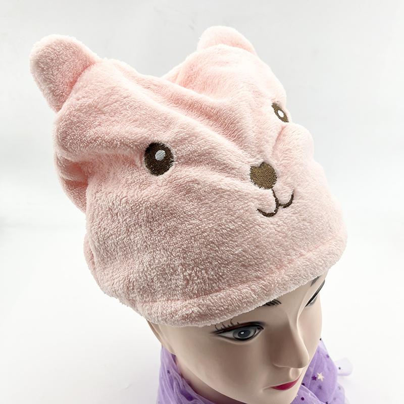 Custom Cute Pink Polyester Reusable Elastic Bath Hair Shower Cap for Women