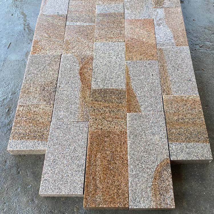 Low Price Bush-Hammmered/Flamed Finish G682 Yellow Rusty Beige Granite Paving Stone for Outdoor Landscaping Pavement