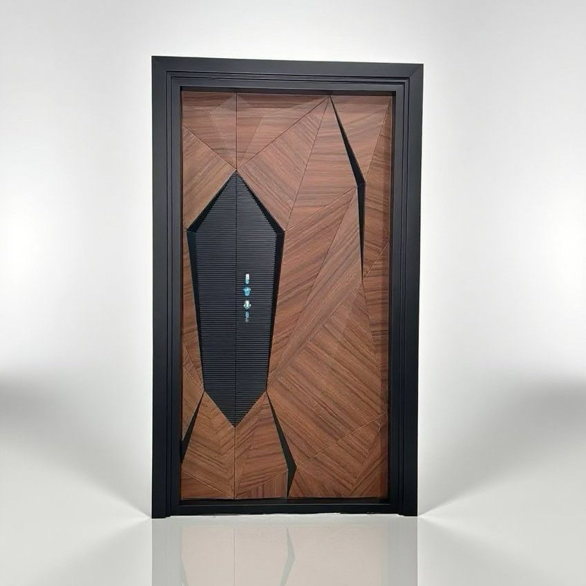 Modern Geometric Aluminum Door for Stylish Home Entrances