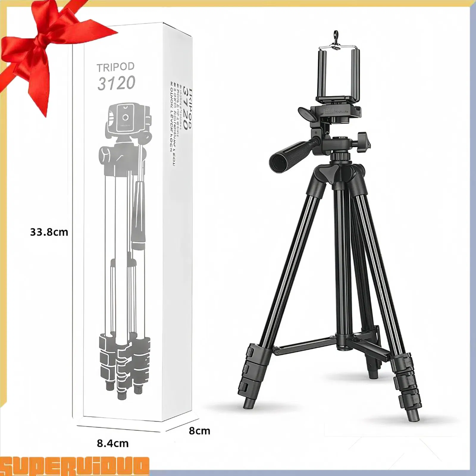 3210 3120A Foldable Aluminum Alloy Selfie Stick Tripod Cell Phone Holder Table Video Camera Sticks Stabilizer for Vlog Video Recording