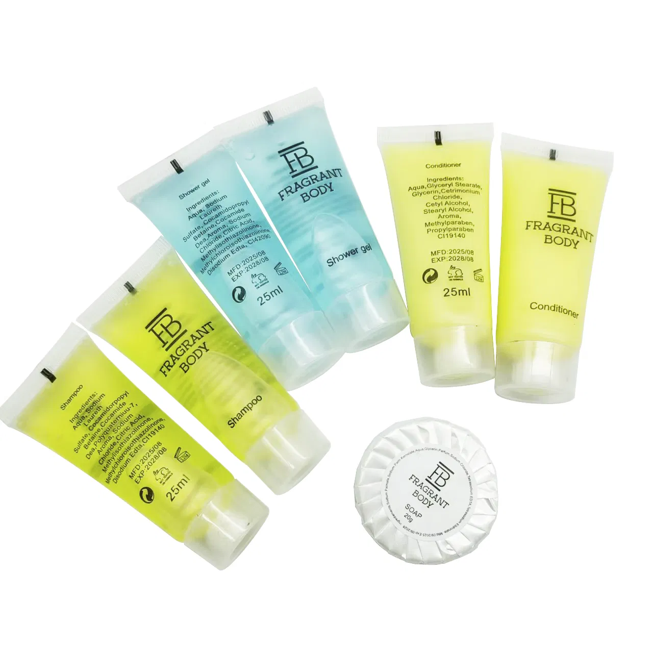 Eco-Friendly Hotel Amenities Travel Toiletry Set Plastic Shampoo Shower Gel Kit