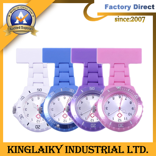 Heart Shaped Silicone Medical Nurse Watch with Movable Watch Head (KNW-013)
