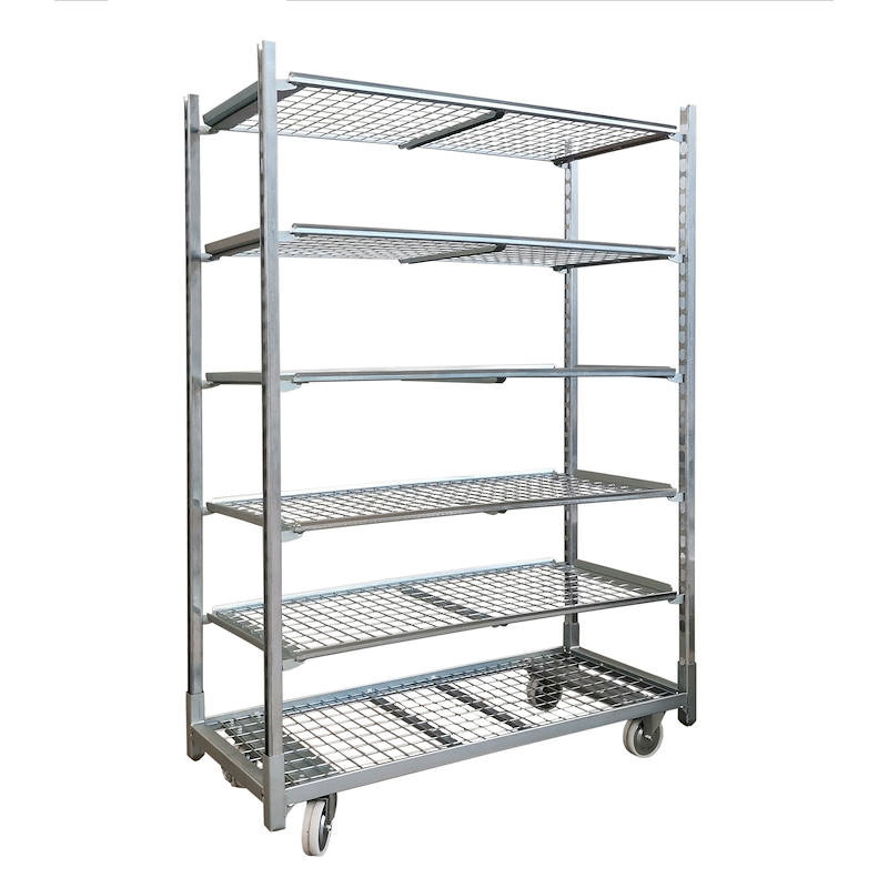 Galvanized Greenhouse Nursery Transport Trolley Flower Racks with Wheels