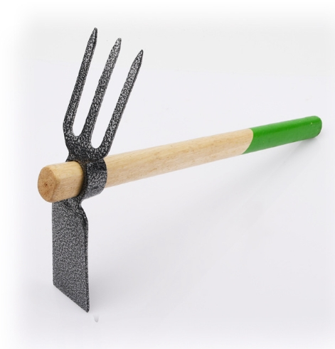 Agricultural Small Hoe Carbon Steel Double Three-Tooth Rake Custom